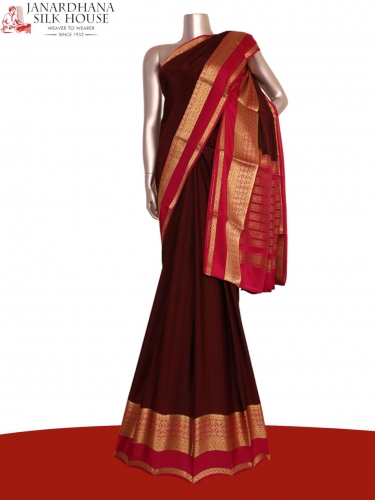 Pure Contrast Mysore Crepe Silk Saree